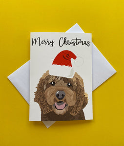 Cockapoo Christmas Card/Merry Christmas card/Dog Lover Christmas Card/Dog Card