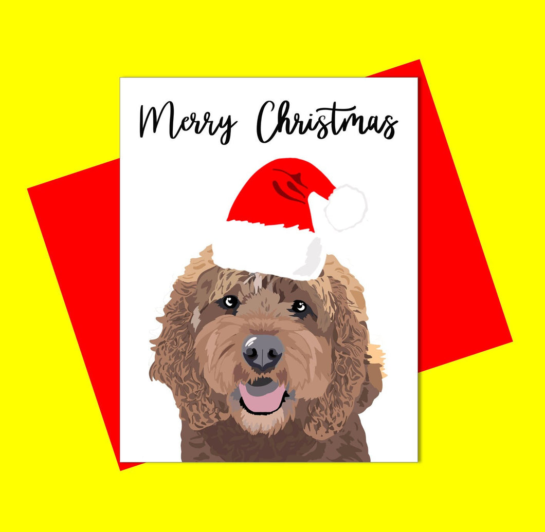 Cockapoo Christmas Card/Merry Christmas card/Dog Lover Christmas Card/Dog Card